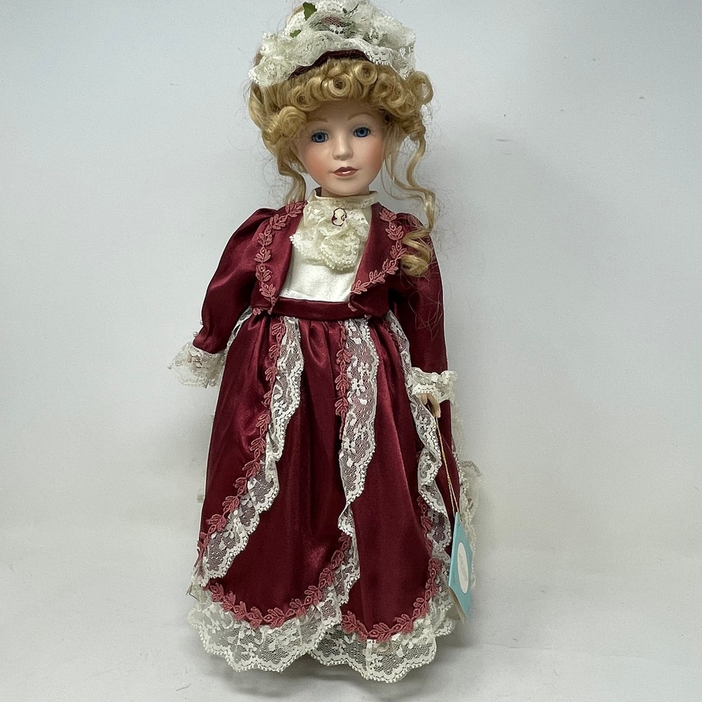 Noble Heritage Collection 1997 Porcelain Doll‎ Burgundy Lace Victorian 16 Inch